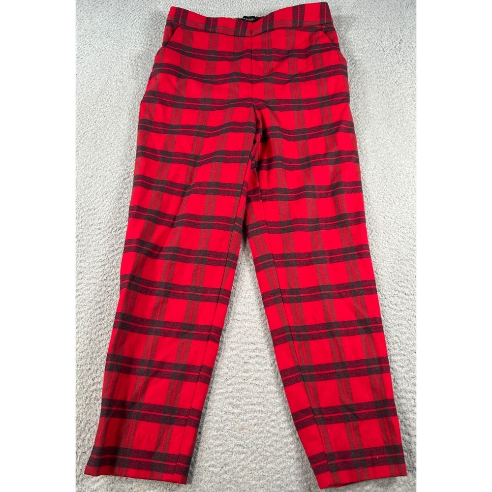 Banana Republic Hayden Pant Womens 0P Red Plaid Ankle Pull‎ On Preppy Stretch